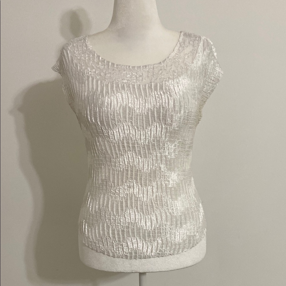 White Women's Blouse With Lace Trim